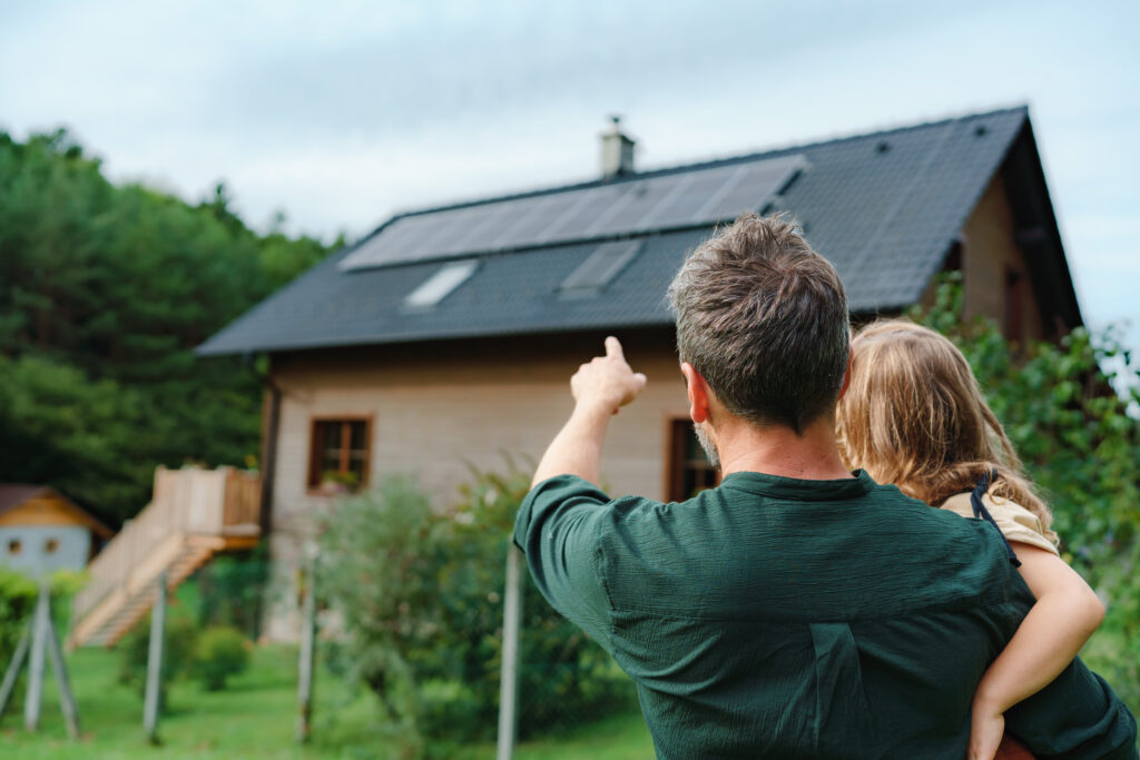 Dad Daughter Observing Solar Roof